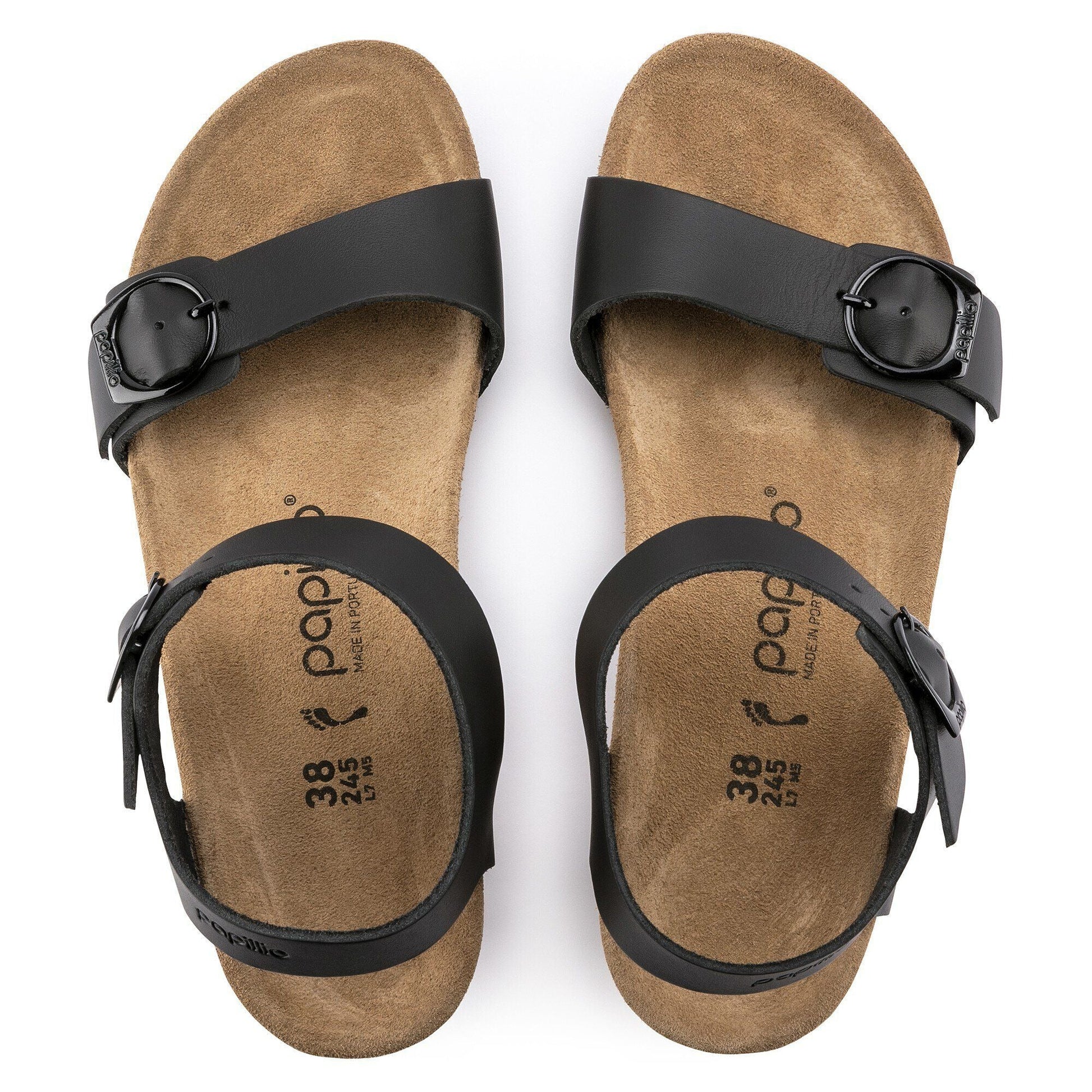 Soley Round Buckle | Leather | Black - Wedge - Birkenstock