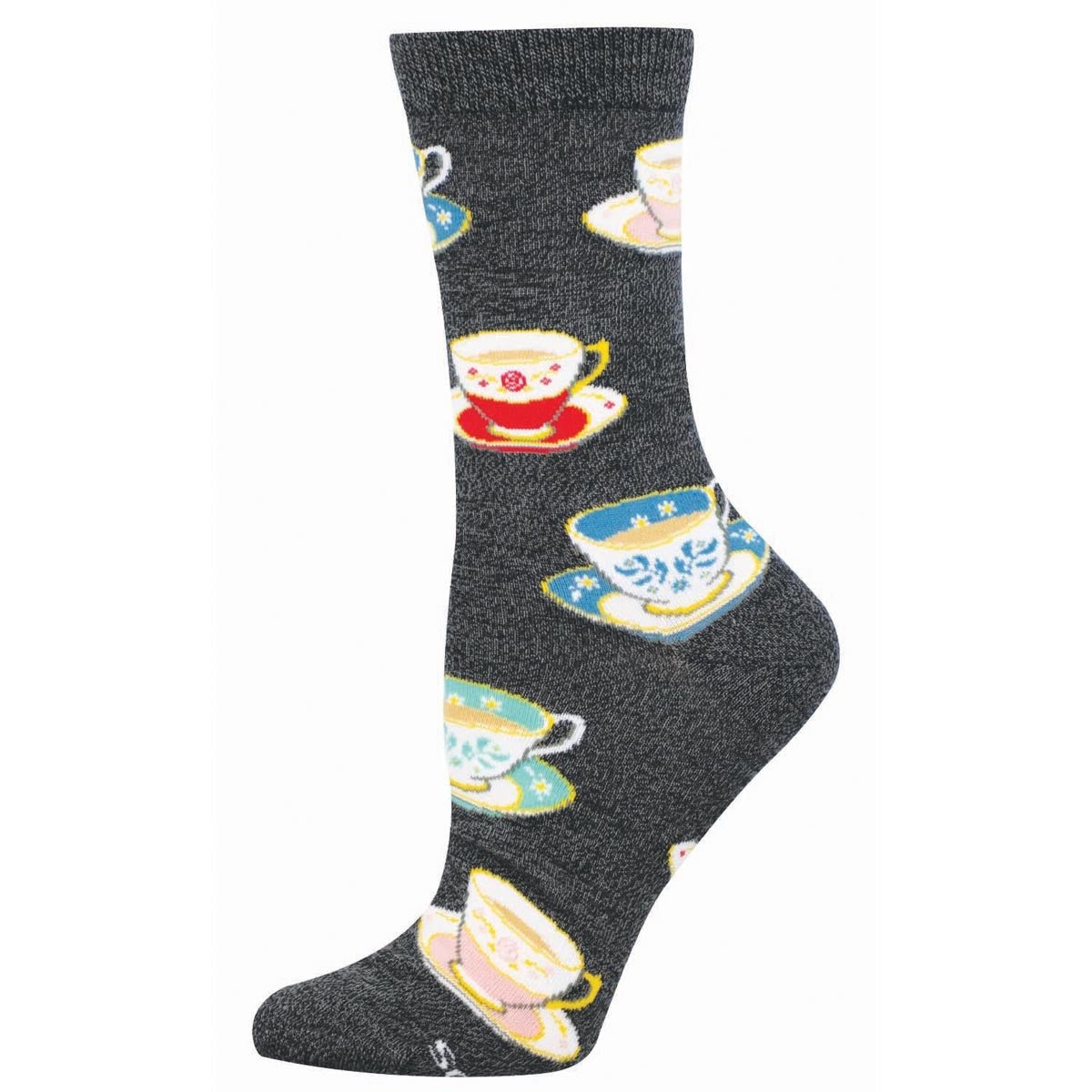 Spot of Tea, Please | Women | Bamboo | Charcoal Heather - socks - Socksmith