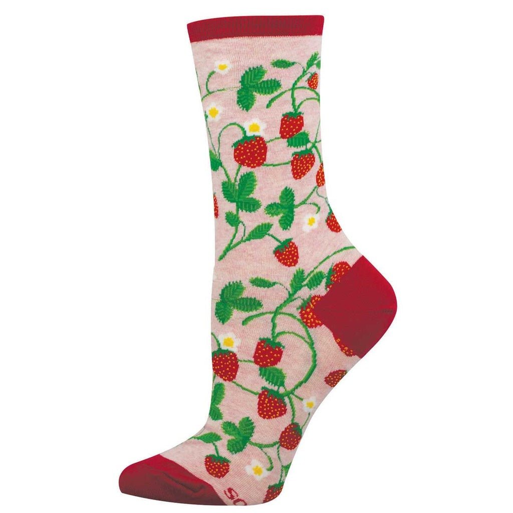 Strawberry Vines | Women | Pink Heather - socks - Socksmith