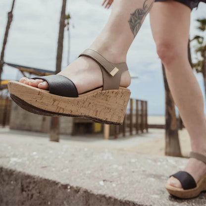 Summer | Leather | Soft Black/Soft Stone - Wedge - Naot