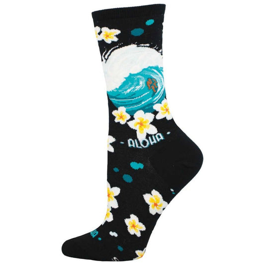 Surfing With Aloha | Women | Black - HOSE - Socksmith