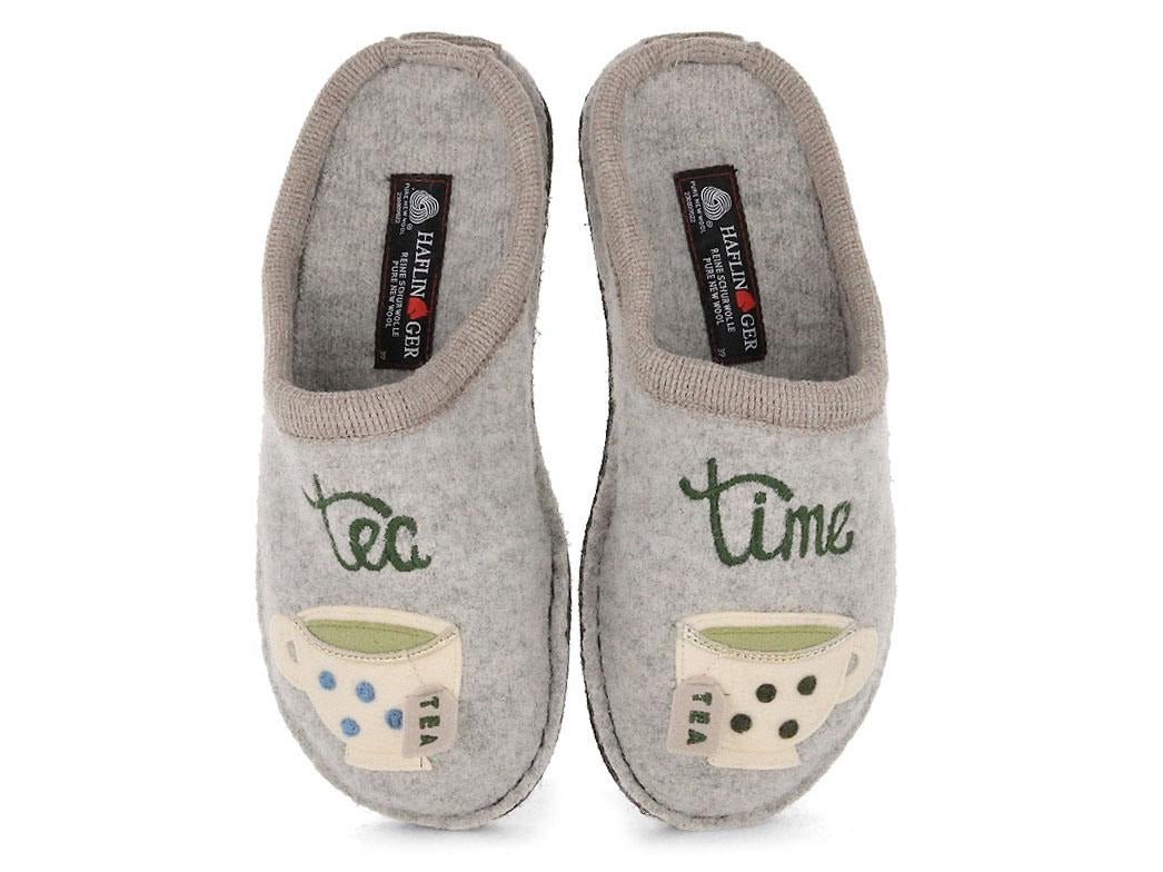 Tea Time | Wool | Silver Grey - Slipper - Haflinger