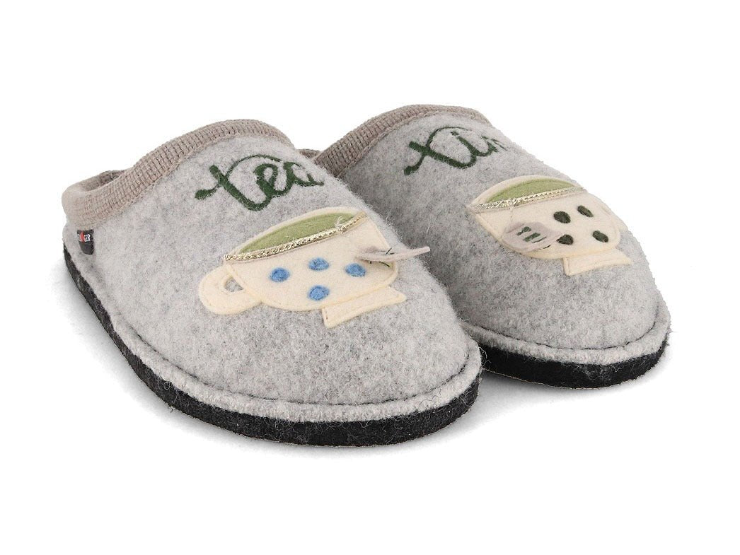 Tea Time | Wool | Silver Grey - Slipper - Haflinger