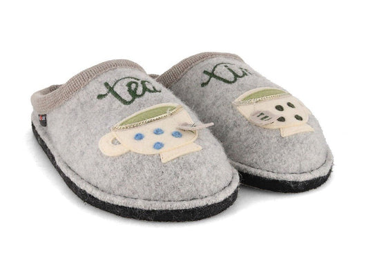 Tea Time | Wool | Silver Grey - Slipper - Haflinger