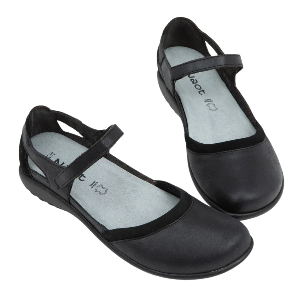 Tekapo | Leather | Shiny Black/Black Velvet - shoe - Naot