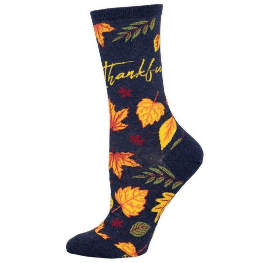 Thankful For Fall | Women | Navy Heather - socks - Socksmith