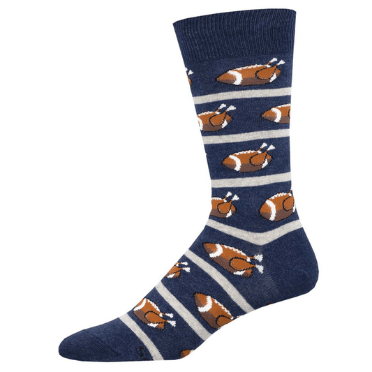 Thanksgiving Football | Men | Navy Heather - socks - Socksmith