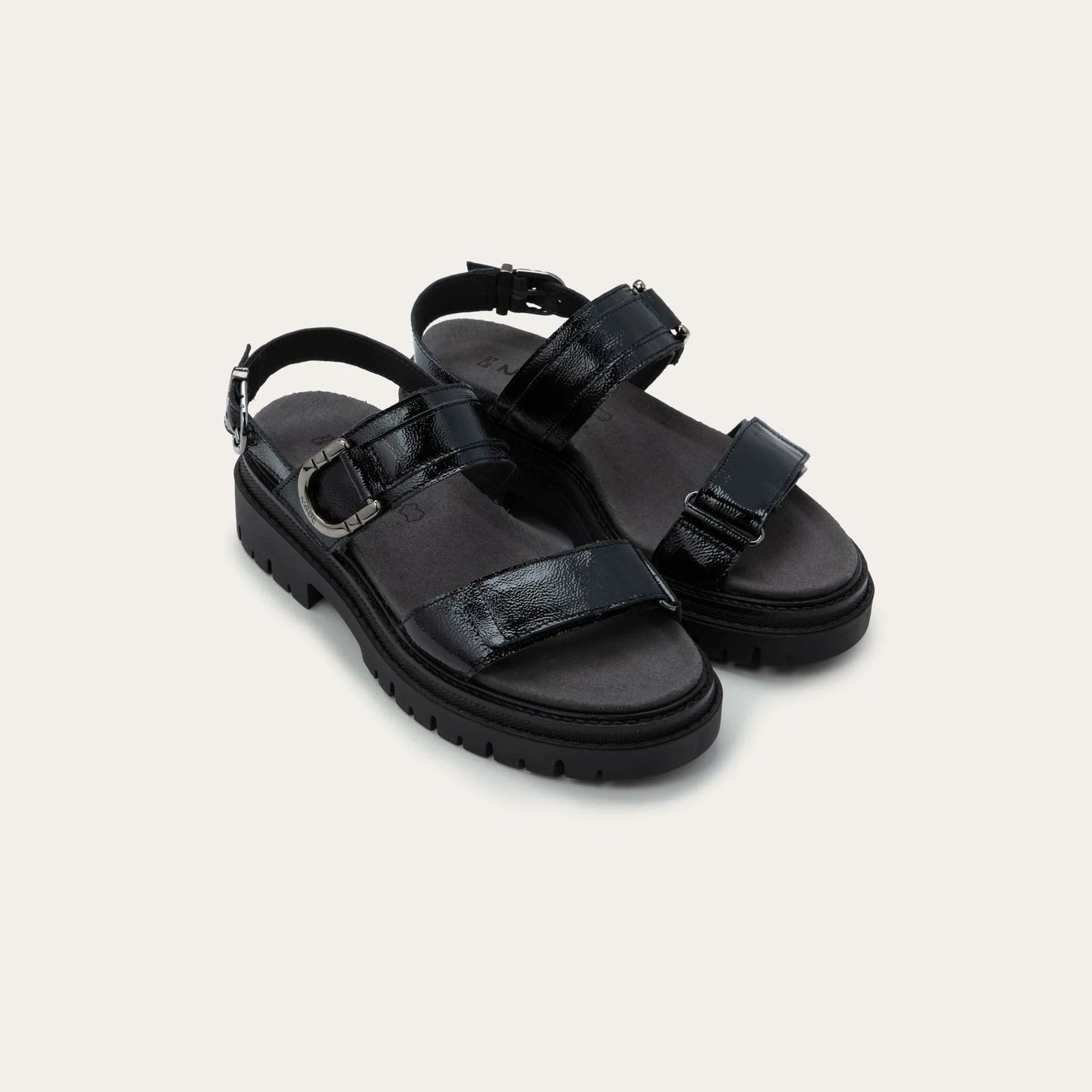 Trinity | Patent | Black Crinkle - Sandals - Naot
