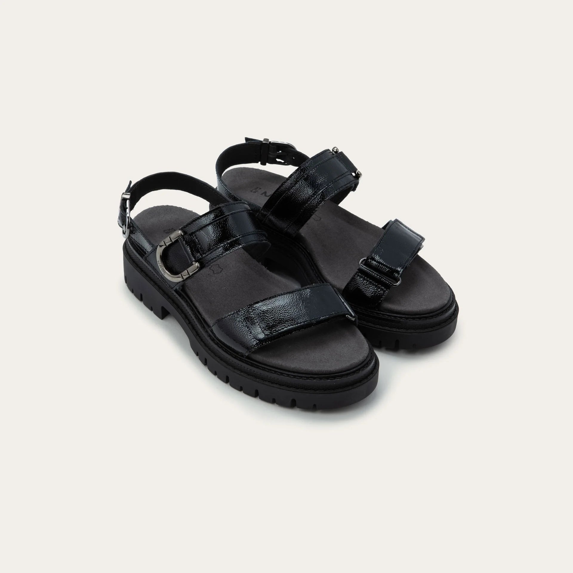 Trinity | Patent | Black Crinkle - Sandals - Naot