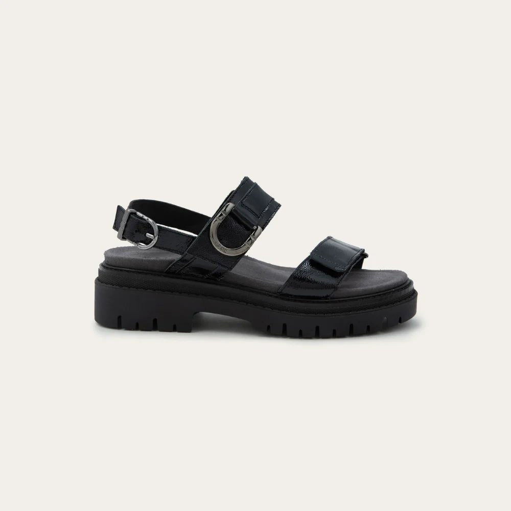 Trinity | Patent | Black Crinkle - Sandals - Naot