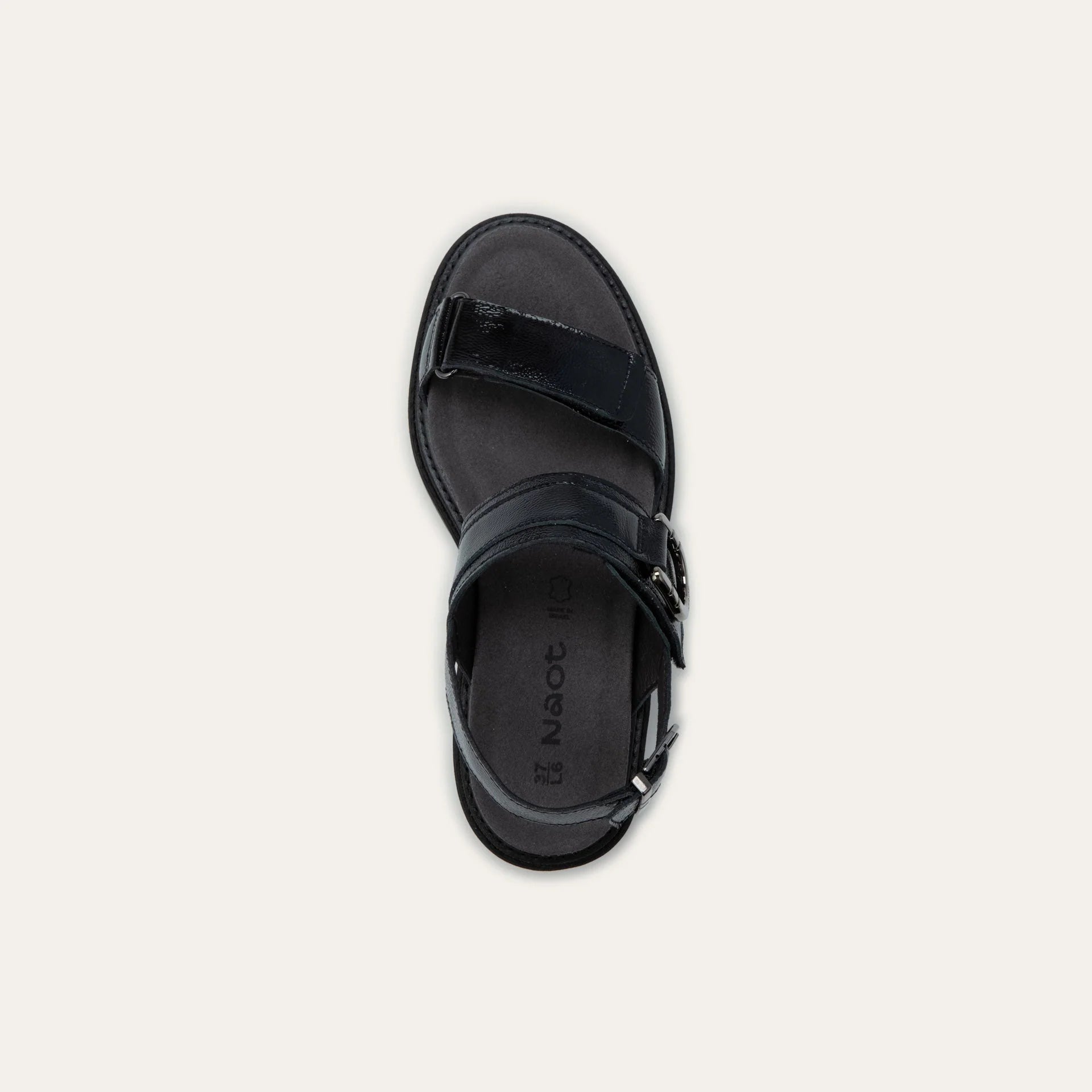 Trinity | Patent | Black Crinkle - Sandals - Naot