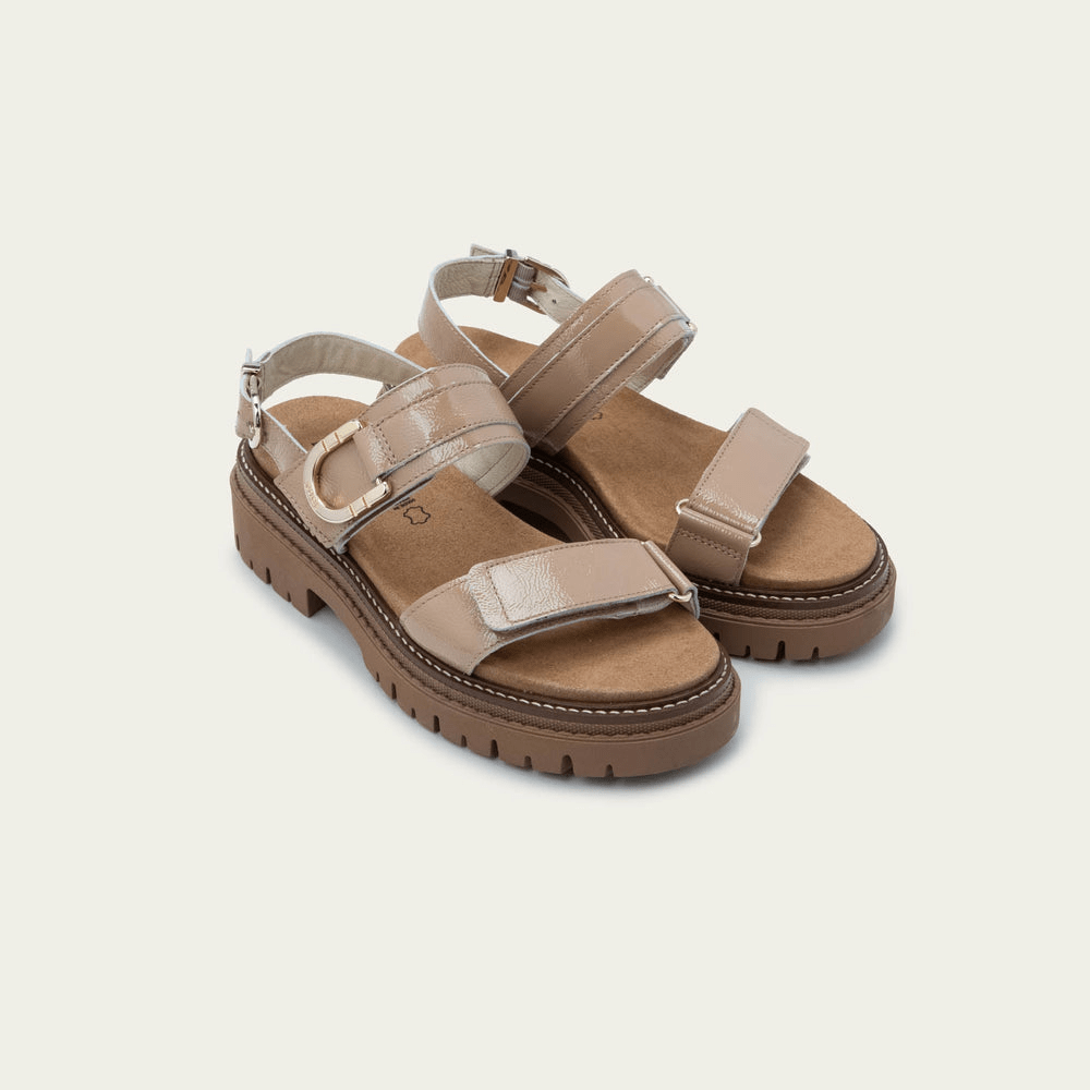 Trinity | Patent | Camel Crinkle - Sandals - Naot