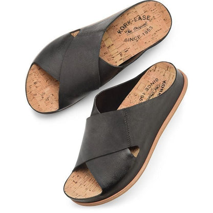 Tutsi Cross - Band | Leather | Black - sandals - Kork - Ease