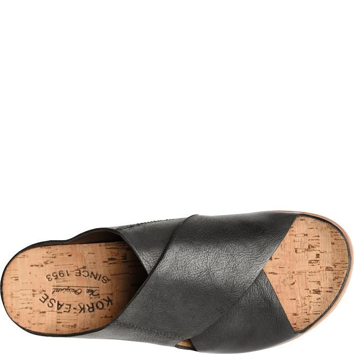 Tutsi Cross - Band | Leather | Black - sandals - Kork - Ease