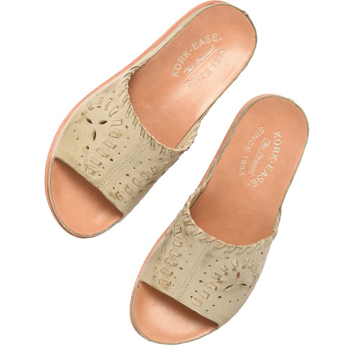 Tutsi Woven | Leather | Light Green - sandals - Kork - Ease