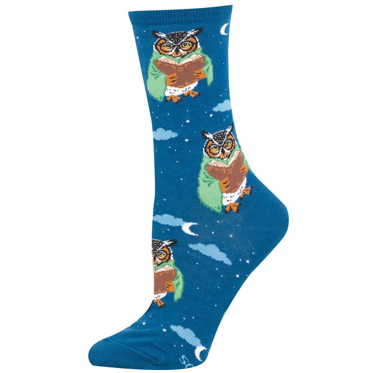 Up Owl Night | Women | Blue - socks - Socksmith