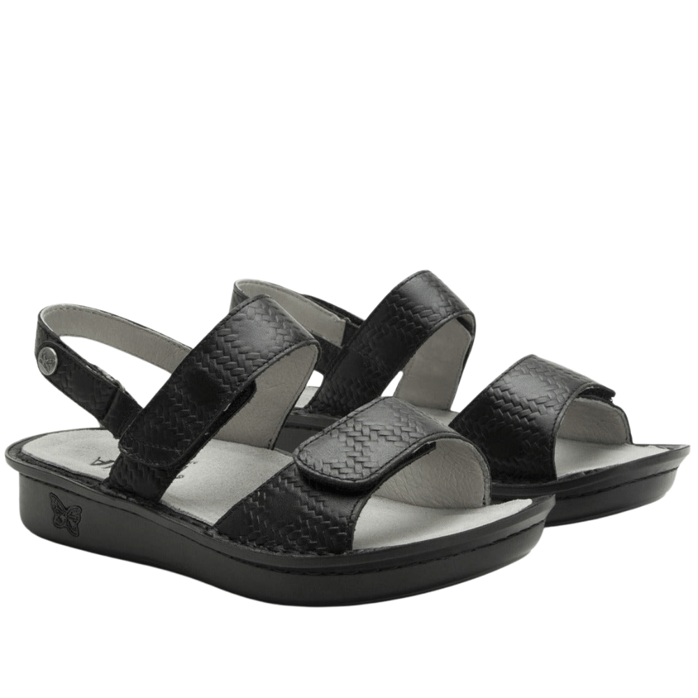 Verona | Leather | Basketry Black - Sandals - Alegria