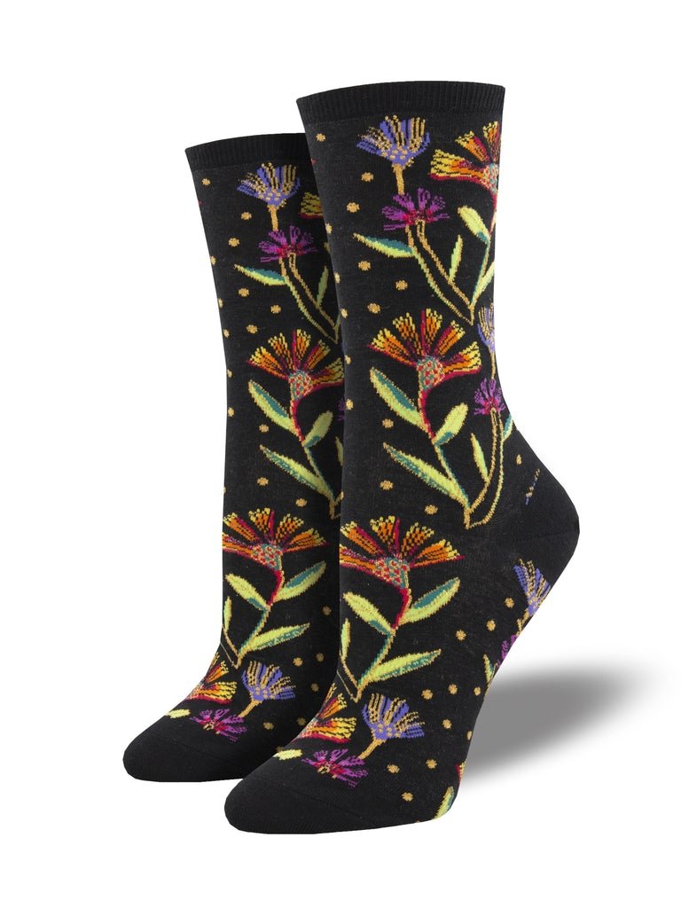 Wildflowers - Laurel Burch | Women | Black - Socks - Socksmith