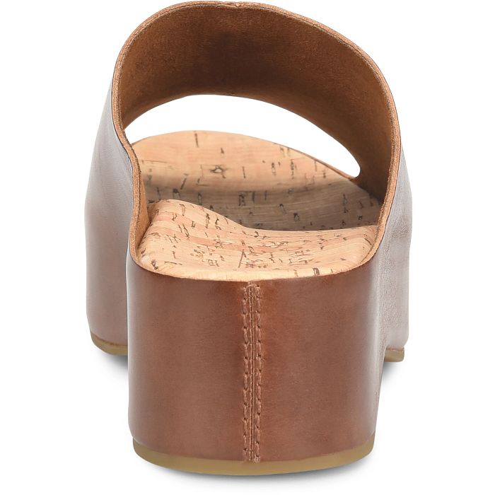 Yazmin | Leather | Dark Brown Cognac - sandals - Kork - Ease