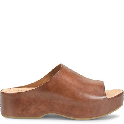 Yazmin | Leather | Dark Brown Cognac - sandals - Kork - Ease