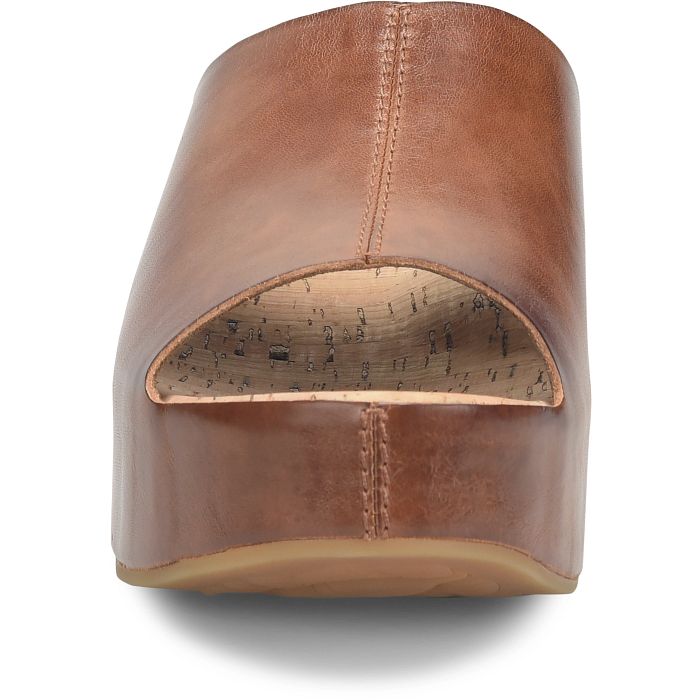 Yazmin | Leather | Dark Brown Cognac - sandals - Kork - Ease