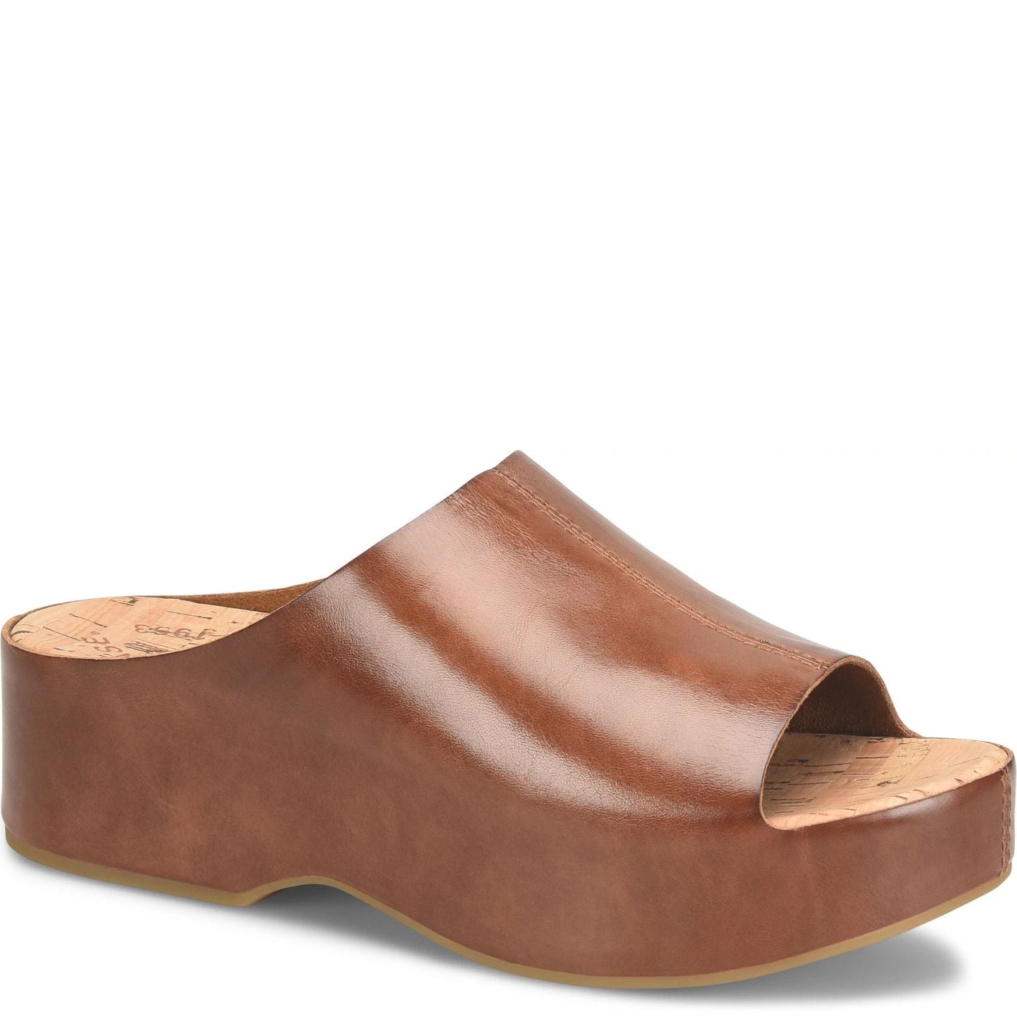 Yazmin | Leather | Dark Brown Cognac - sandals - Kork - Ease