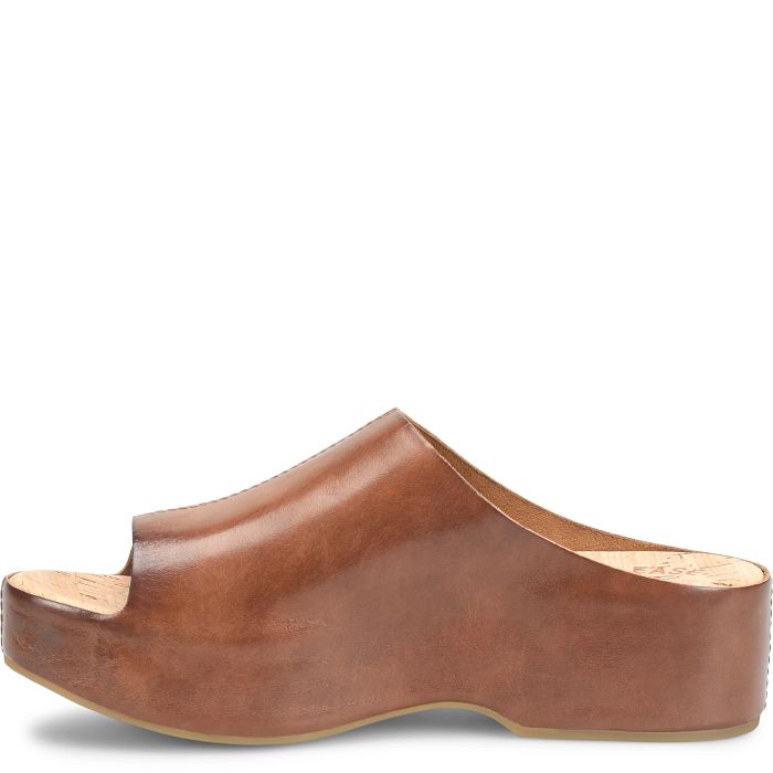 Yazmin | Leather | Dark Brown Cognac - sandals - Kork - Ease