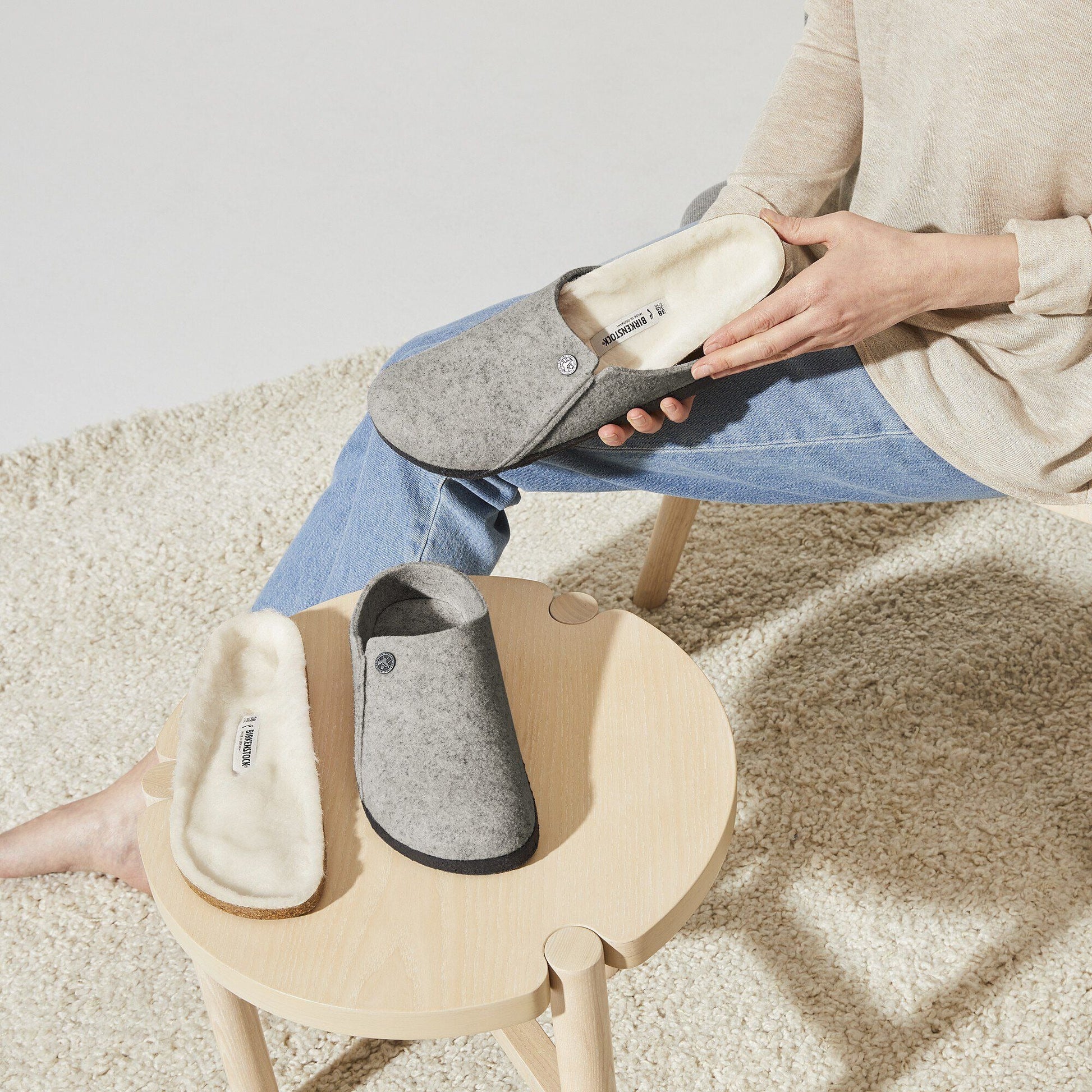 Zermatt Shearling | Wool/Felt | Light Gray - Slipper - Birkenstock