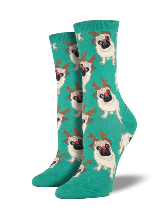 Antler Pug | Women | Green - Socks - Socksmith