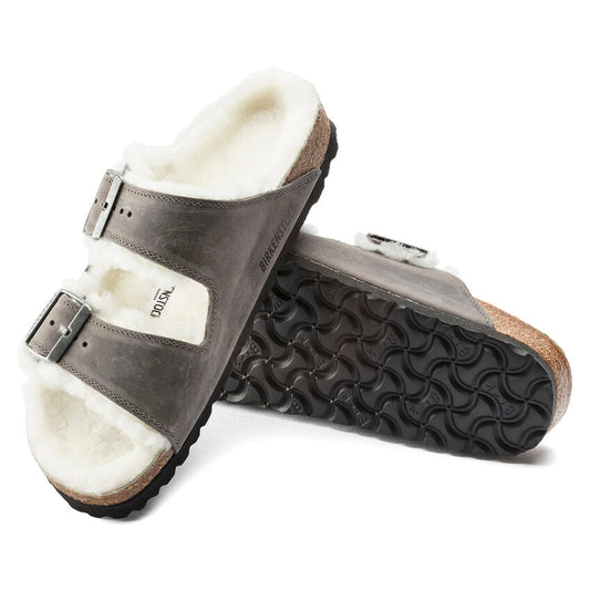 Arizona Shearling | Oiled Leather | Iron - Sandals - Birkenstock