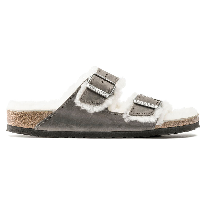 Arizona Shearling | Oiled Leather | Iron - Sandals - Birkenstock