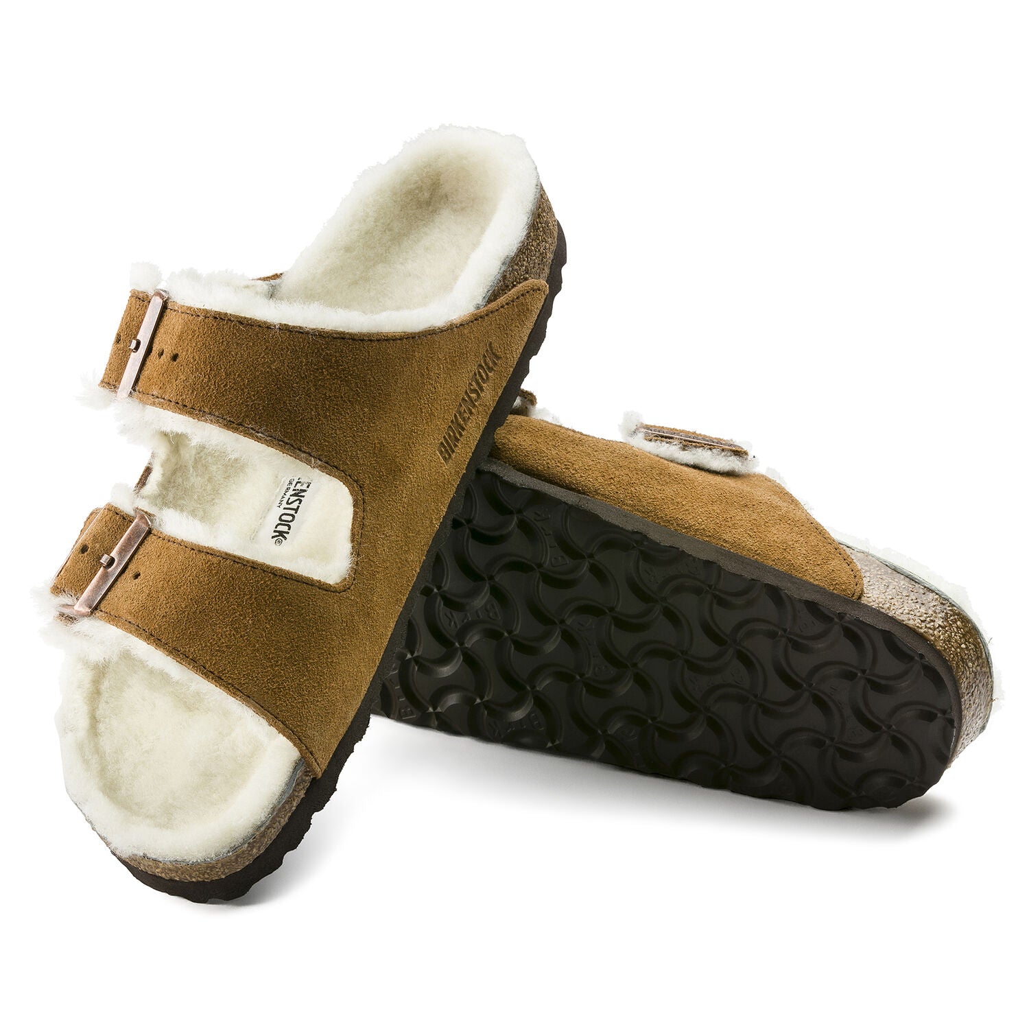 arizona shearling sandal - mink/natural