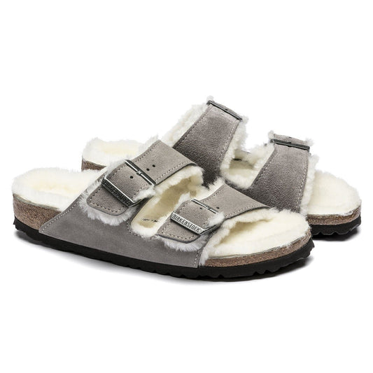 Arizona Shearling | Suede | Stone Coin - Sandals - Birkenstock