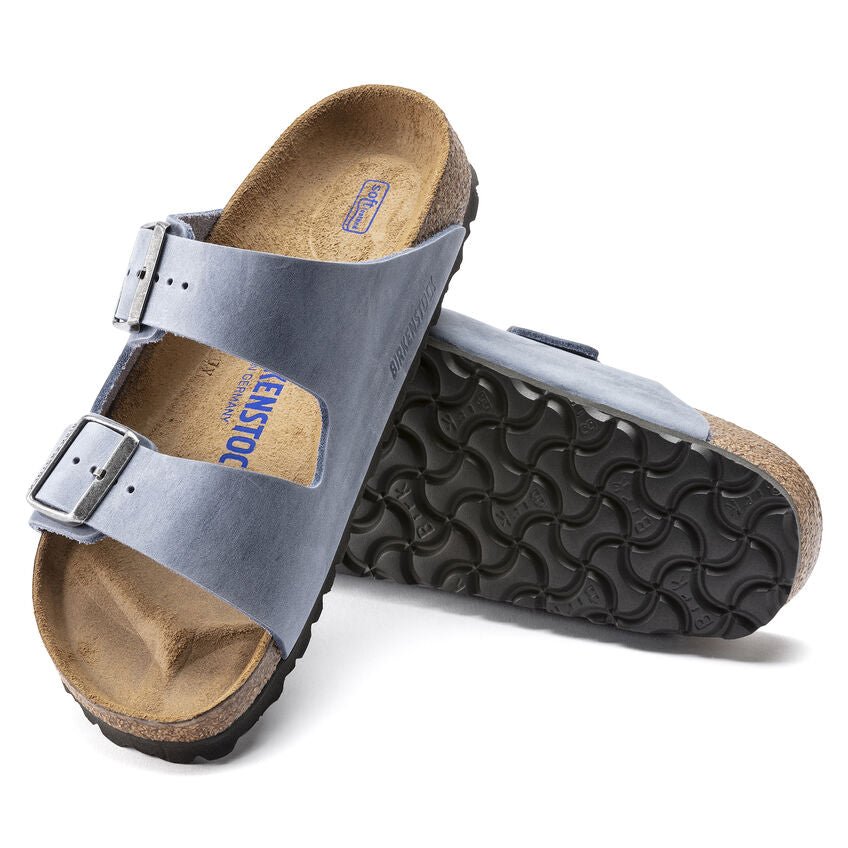 Arizona | Soft Footbed | Oiled Leather | Dusty Blue - Sandals - Birkenstock