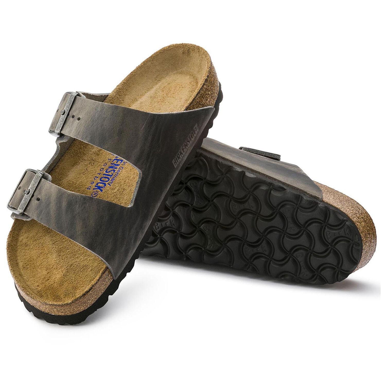 Arizona | Soft Footbed | Oiled Leather | Iron - Sandals - Birkenstock