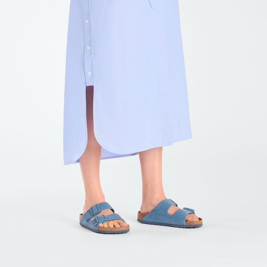 Blue footbed sandals shops