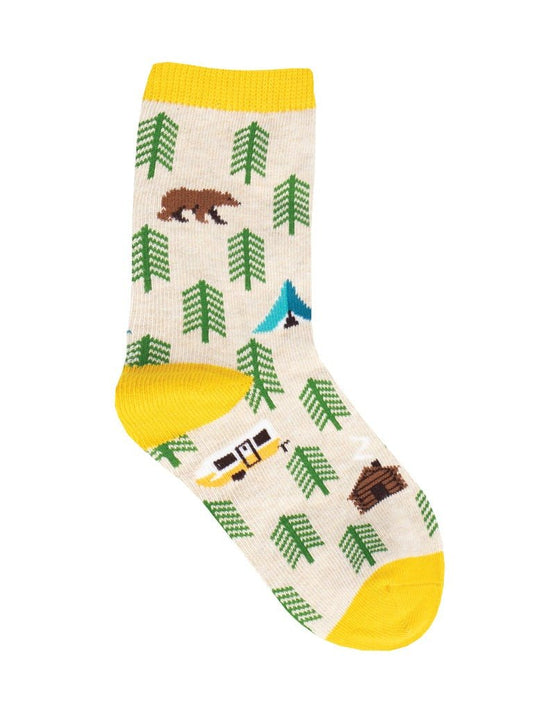Bear In The Woods | Kids | Hemp Heather - Socks - Socksmith