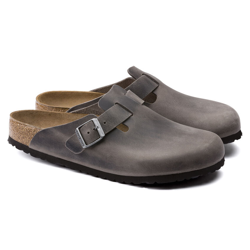 Boston | Soft Footbed | Oiled Leather | Iron - Clog - Birkenstock