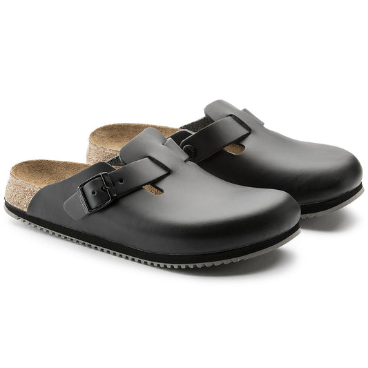 Boston Super Grip | Leather | Black - Clog - Birkenstock