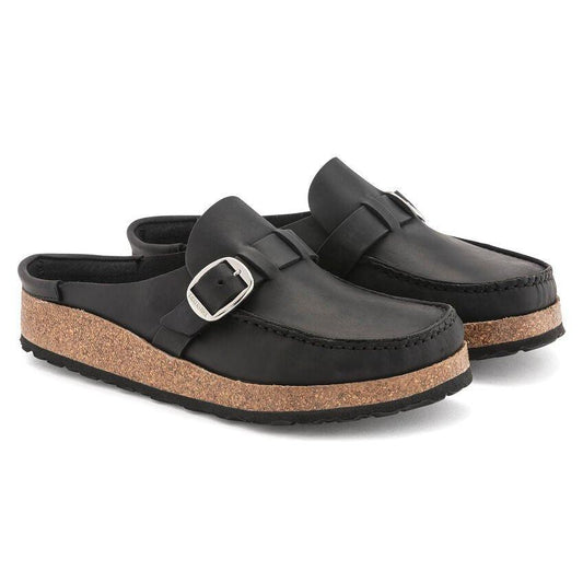 Buckley Round Buckle | Oiled Leather | Black - Clog - Birkenstock