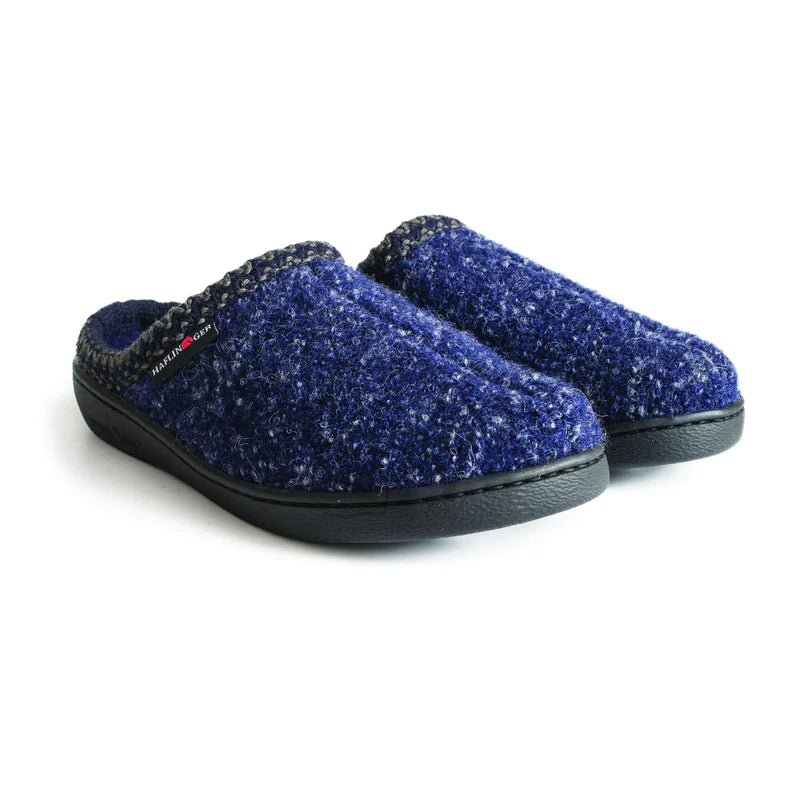 Classic Hardsole AT | Wool | Navy Speckle - Slippers - Haflinger