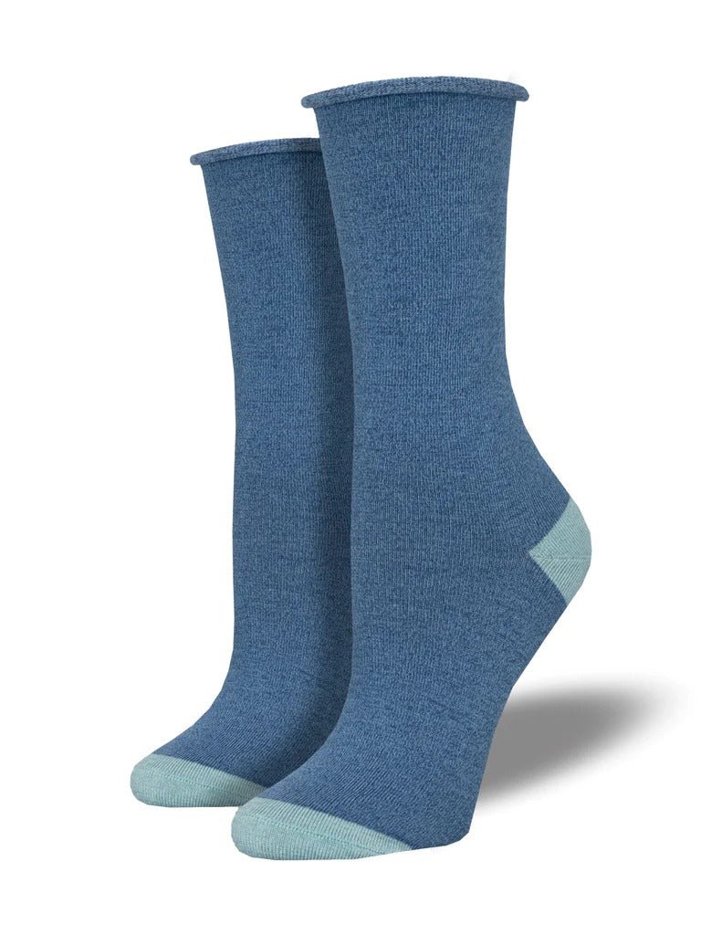 Contrast Heel-Toe | Bamboo | Blue Heather - Socks - Socksmith