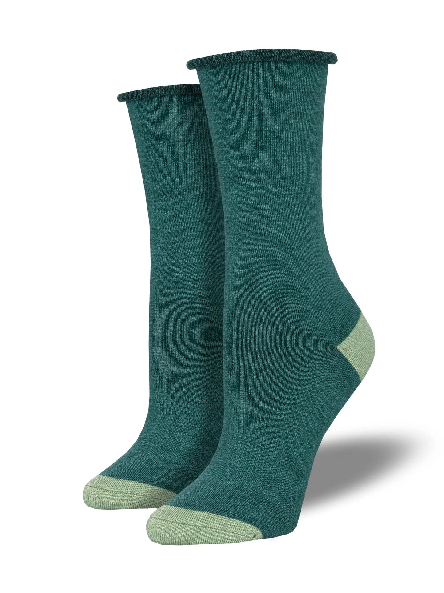 Contrast Heel-Toe | Bamboo | Green Heather - Socks - Socksmith