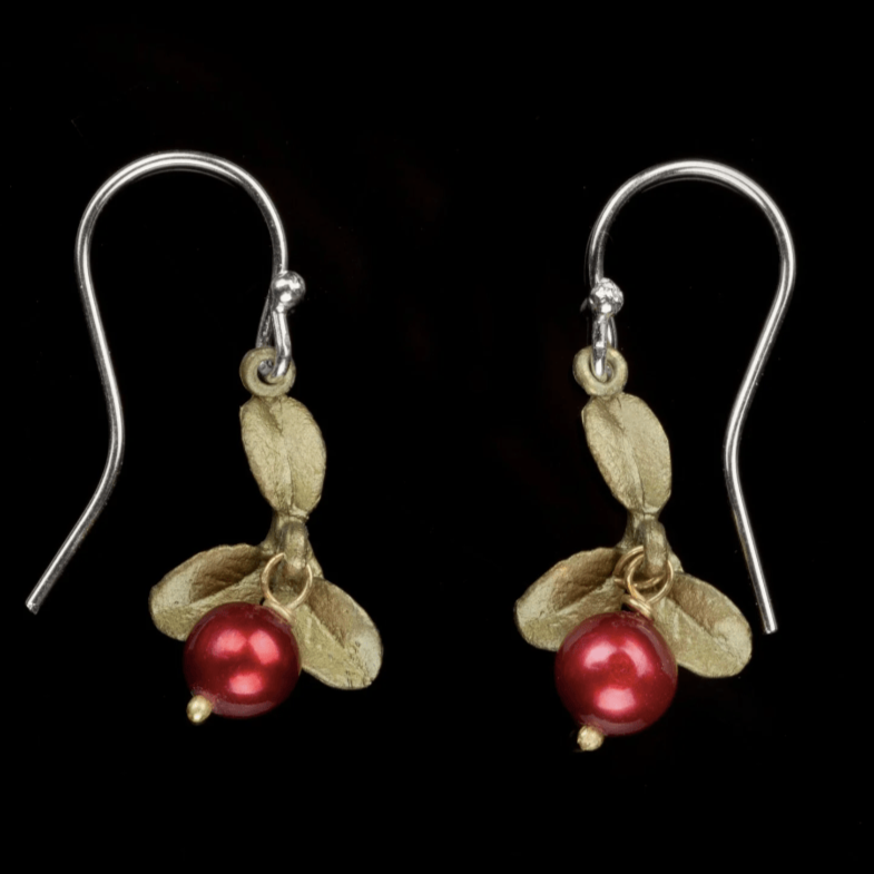 Cranberry | Wire Drop Earring | Bronze/ Cranberry Pearl - Earring - Michael Michaud