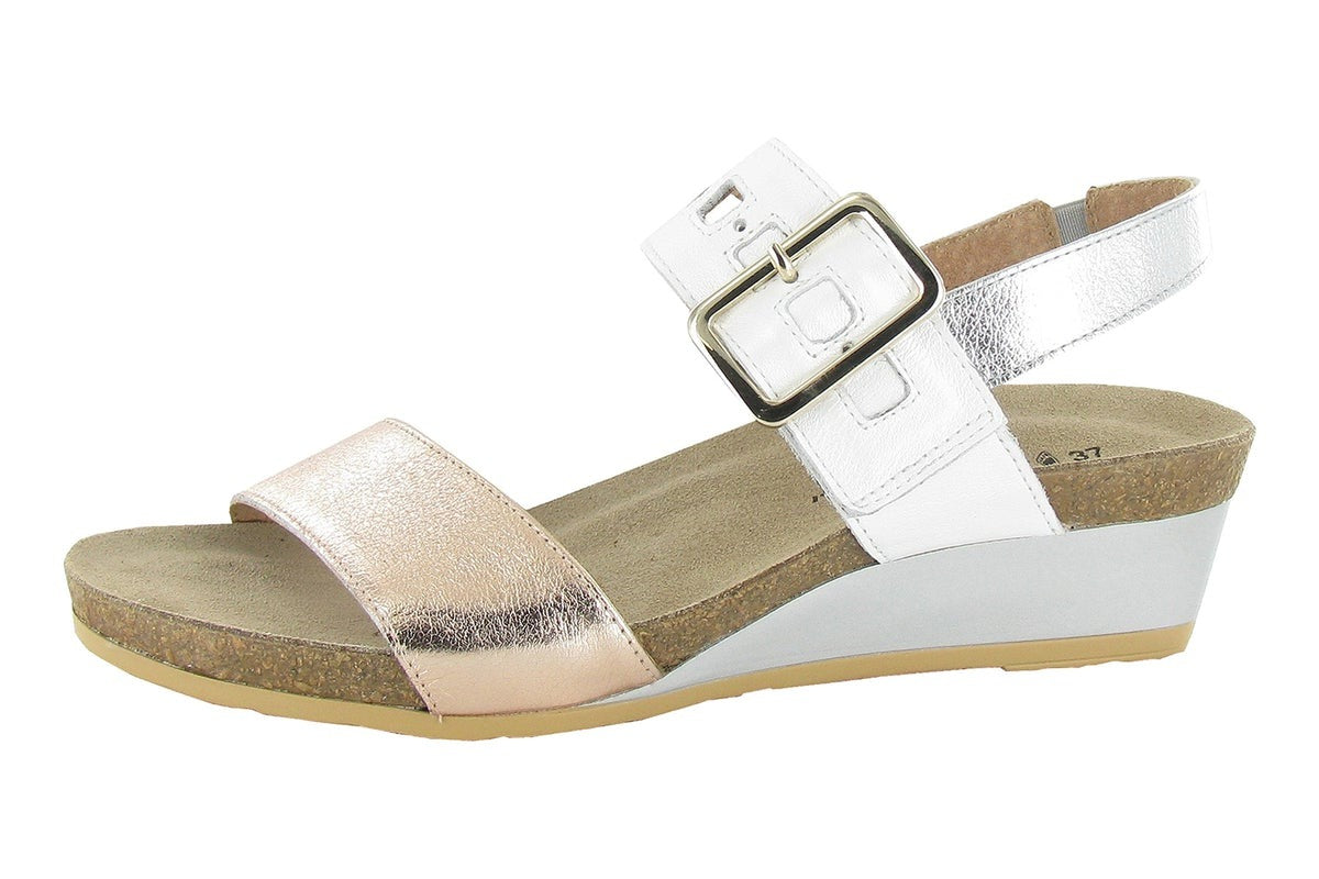 Dynasty | Leather | Soft Rose Gold/ White Pearl/ Silver - Sandals - Naot