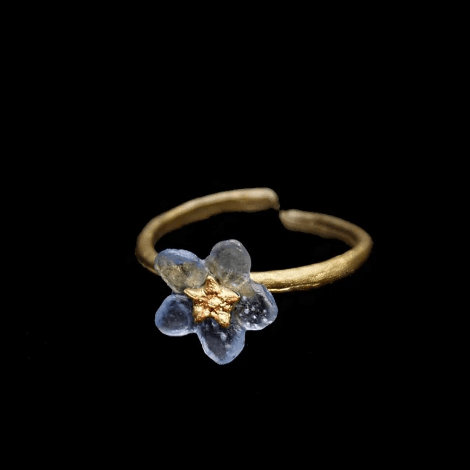 Forget-Me-Not Single Flower | Adjustable Ring | Bronze/ Cast Glass - Ring - Michael Michaud