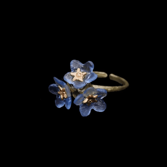 Forget-Me-Not Triple Flower | Adjustable Ring | Bronze/ Cast Glass - Ring - Michael Michaud