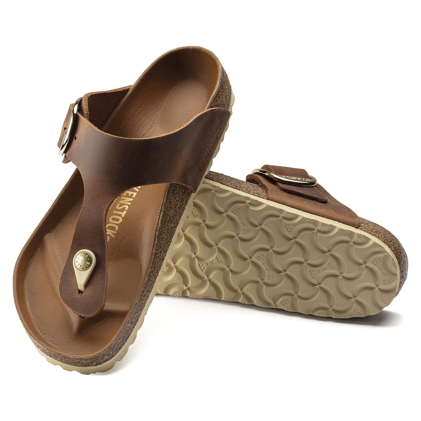 Birkenstock Sandals GIZEH BIG BUCKLE cognac brown leather regular