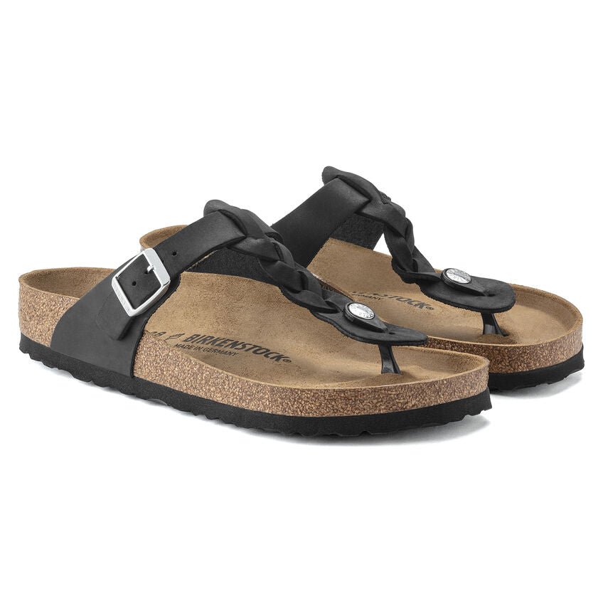 Gizeh Braided | Oiled Leather | Black - Sandals - Birkenstock