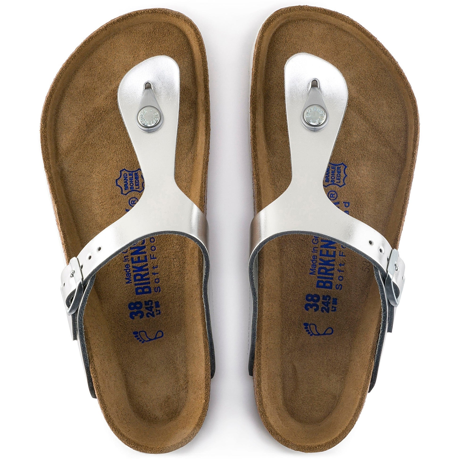 Gizeh | Soft Footbed | Leather | Silver - Sandals - Birkenstock